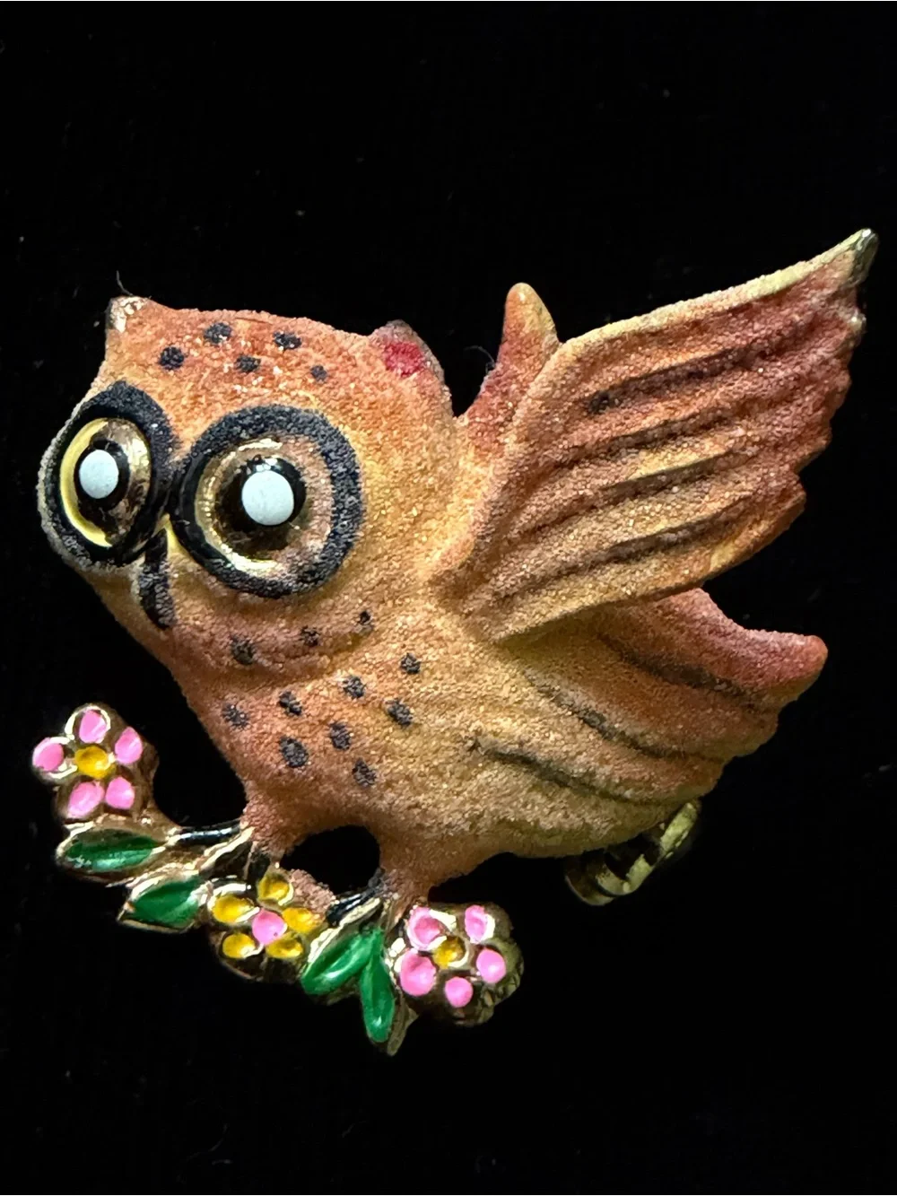Vintage 1960s Big Eye Owl Brooch Pin Lot of 2 - Korea